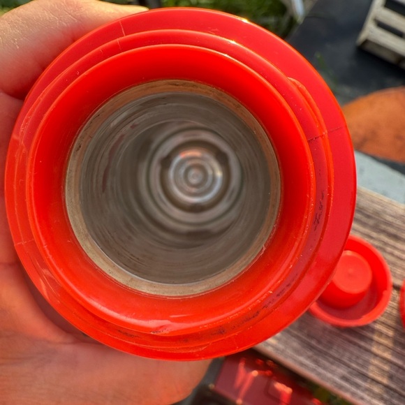 Vintage Atomic MCM Aladdin's Vanguard Thermos Bottle 1 Pint  Red & Black - Picture 6 of 6